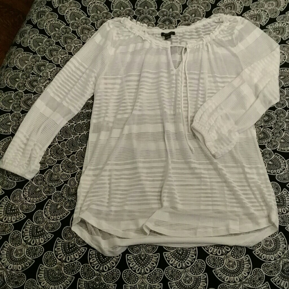NWOT Ann Taylor Drawstring Sheer Boho Tunic
